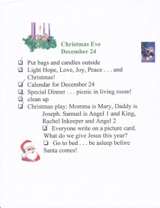 Christmas Eve checklist Christmas Eve checklist
