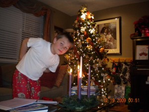 Samuel with our Advent wreath Samuel with our Advent wreath