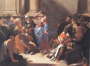 Cleansing Temple Cavallino Bernardo Cavallino, "Christ driving the traders from the temple," c. 1645