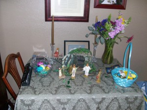 Easter at the Huntsmans 001 Easter at the Huntsmans. The closest that we have been able to come up with for an Easter version of the Nativity!
