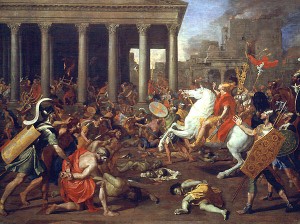 Temple destruction, Poussin Nicolas Poussin, "Destruction of the Temple at Jerusalem," 1637