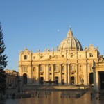 Rome-St.-Peters-Basilica-In-Morning-Moon-over-church