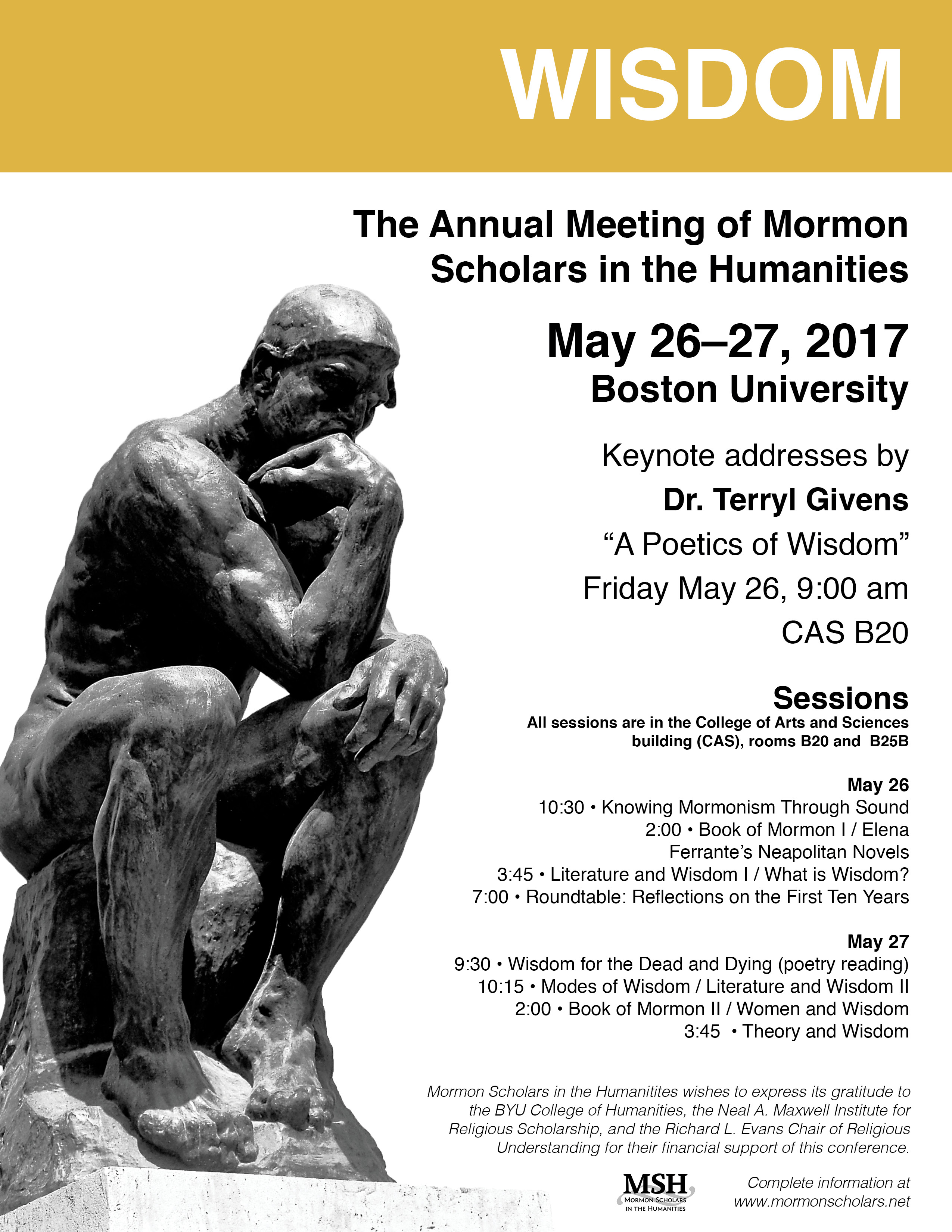 Mormon Humanities Conference, May 26-27, Boston University