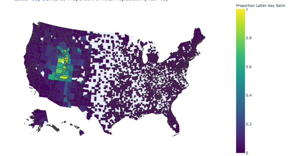 Proportion Latter-day Saint by County Maps