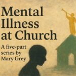 Illustration of an LDS meetinghouse at dusk with an angel Moroni statue on top, symbolizing mental health and faith in Latter-day Saint communities.