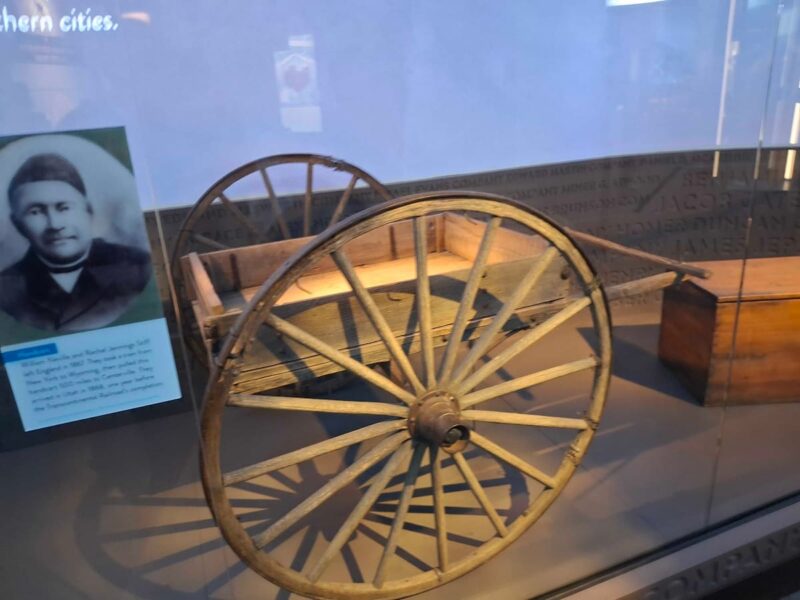 A Mormon handcart on display in the Museum of Utah