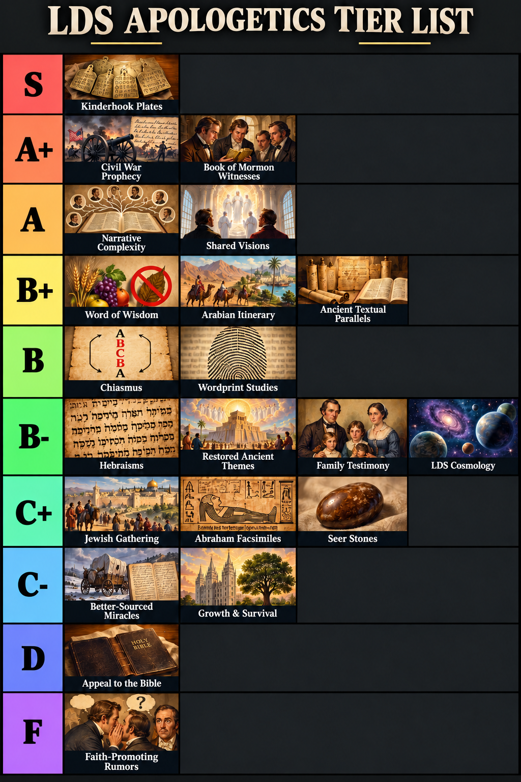 Latter-day Saint Apologetics Tier List